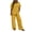 Yellow, variant on Two Piece Lounge Sets for Women Fashion Buttons Side Slit Solid Color Round Neck Short Sleeve Tops Elastic Waist Pants Sets Lounge Sets Wide Leg Pants Sets with Pockets