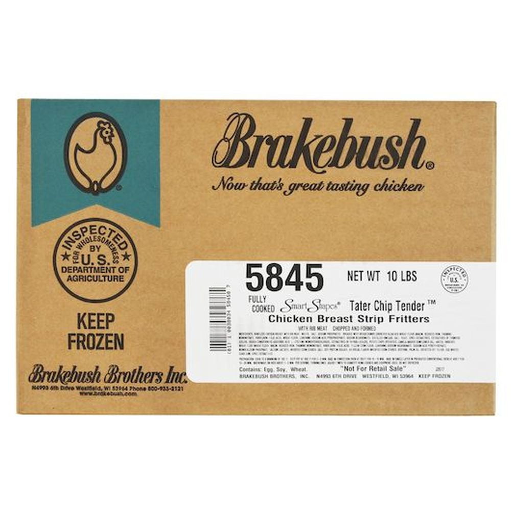 Brakebush Chicken FC SmartShapes Tater Chip Tender Breast Strip Fritter, 5 pound -- 2 per case
