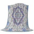 thumbnail image 6 of Blue Purple Boho Blanket Soft Cozy Warm Throw Blanket for Couch, Plush Fuzzy Flannel Fleece Blankets for Sofa, Vintage Abstract Art Floral Ethnic Tribe Bed Blankets Lightweight Gifts for Men, 50"x60", 6 of 9
