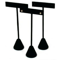 3 Black Velvet Earring T Stand Showcase Displays 5.75"