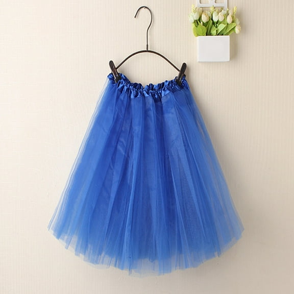 uublik A-Line Skirts for Girls Blue Mini Skirts High Elastic Waisted Tiered Ruffle Skirt 4T-14