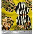 thumbnail image 1 of Soimoi Yellow Silk Fabric Leopard & Wild Animal Skin Print Sewing Fabric BTY 42 Inch Wide, 1 of 3