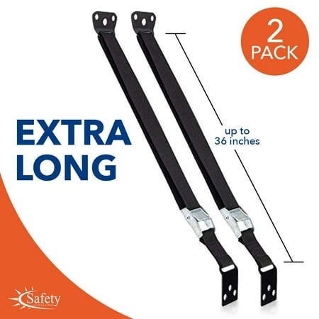Safety Innovations Heavy Duty Anti-Tip Furniture and TV Straps, Black, 2 Piece