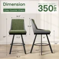 thumbnail image 2 of iooHug Bar Stools Set of 4, 26" Counter Height Bar Stools, Upholstered Swivel Barstools with Backs, Loop Yarn Fabric&Pu Leather, Metal Legs for Kitchen Island, Green&Gray, 2 of 7