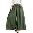 thumbnail image 2 of WIZUTIZ Women's Ice Silk Wide Leg Cropped Pants High Waist Elastic Band Lightweight Breathable Summer Trousers Solid Color Flowy Chic Soft, 2 of 5