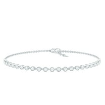 Rosec Jewels Lab Created Diamond Chain Bracelet for Women - EF-VS Quality - Ready to Gift for Valentines, 14K White Gold, 7.0 inches