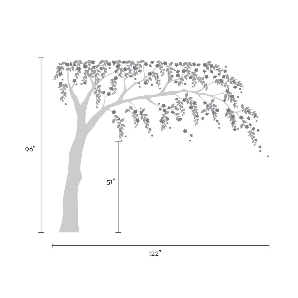 Weeping Willow Tree Decal with Cherry Blossoms - Scheme B