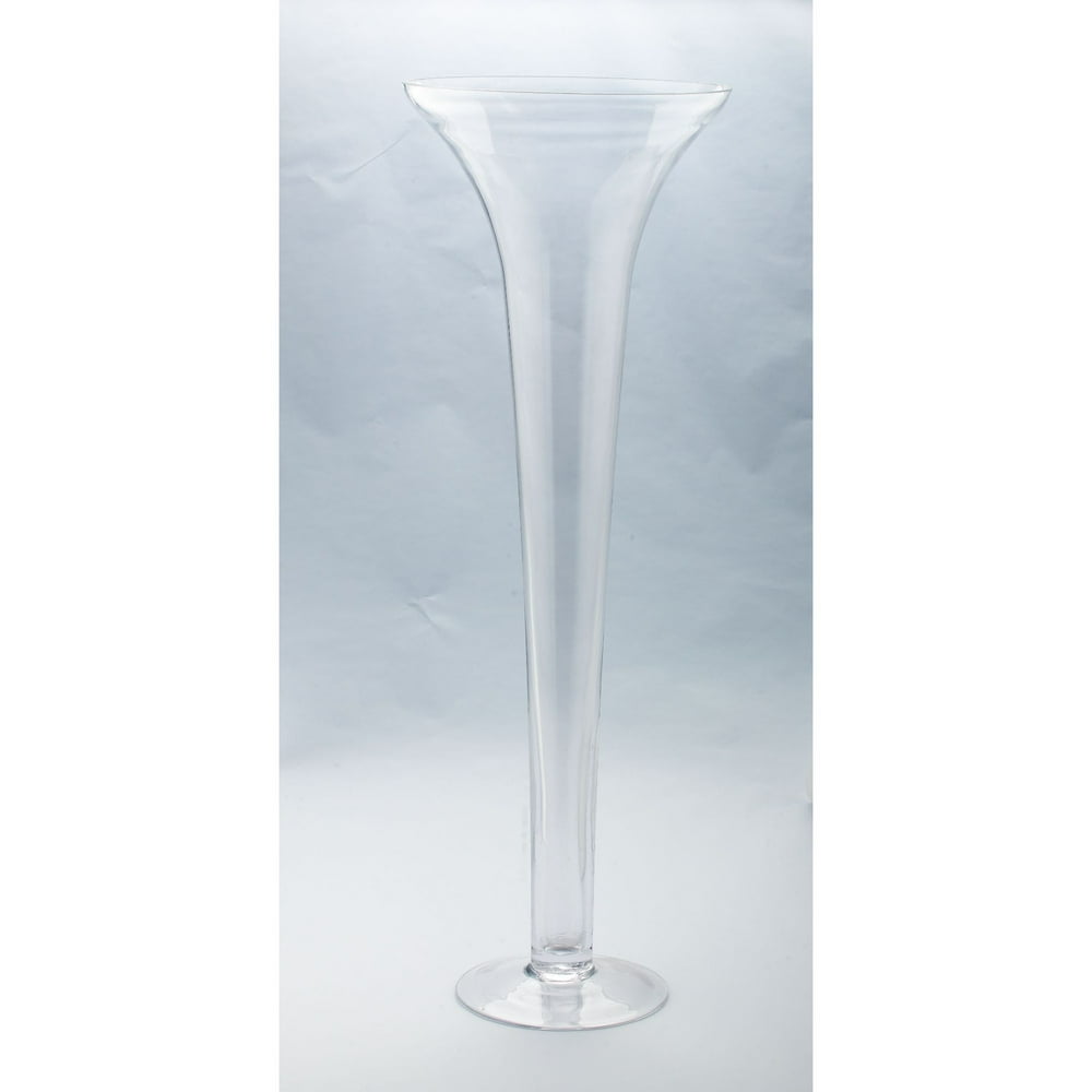 27.5" Clear Solid Handblown Glass Trumpet Vase