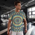 thumbnail image 3 of Wukai Round Mandala1 Print Men's Short-Sleeved Mesh T-Shirt,Quick-Dry Short Sleeve Workout T-Shirt-Medium, 3 of 8