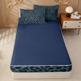 thumbnail image 4 of Erosebridal Vintage Leopard Print Zipper Full Size Comforter Sets with Fitted Sheet and 2 Pillowcases for Girls, Fashion Animal Spot Zipper Bedding Set, Navy Reversible, 4 Pieces, 4 of 7
