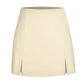 thumbnail image 2 of BRGZLK Half Skirts For Women Solid Color Wrap High Waisted Fitted Cut Short Skirts Soft Elegant Cute Trendy Side Slit Mini Pencil Skirt, 2 of 7