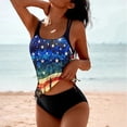 thumbnail image 2 of 250 Anniversary USA Womens Tankini Swimsuits Colorful America Flag Printed Swimwear Two Piece Tummy Control Bathing Suit Beach Blouson Top with Shorts Modest Bathing Suit 2026 Blue XL, 2 of 6