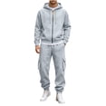 thumbnail image 2 of SELONE Mens 2 Piece Sets Joggers Big and Tall Full Zipper Hoodies Solid Cargo Pant with Pockets Fall Fashion Tracksuit, 2 of 9