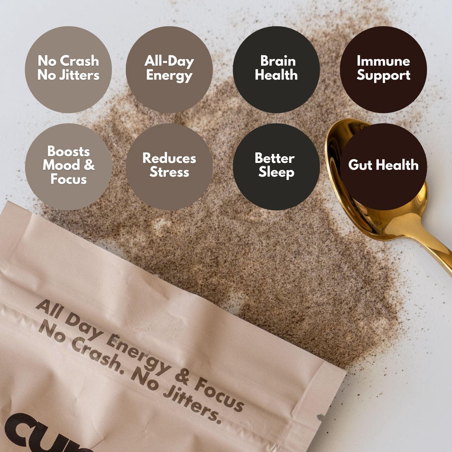 Cuppa Medium Roast Healthy Mushroom Instant Coffee with Lion's Mane & Ashwagandha for All Day Energy & Focus - No Crash or Jitters (60 Serving)