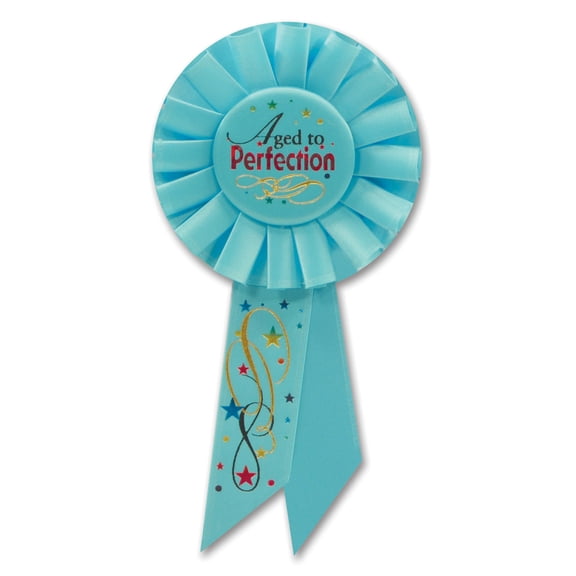 Pack of 6 Blue "Aged to Perfection" Birthday Party Celebration Rosette Ribbons 6.5