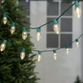 25Count Warm White Ultra Bright LED C9 Christmas Lights with Green Wire, 15', Holiday Time