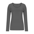 thumbnail image 4 of TKLPEHG Blouses for Women Dressy Casual Crew Neck Slim Tops Comfy Lightweight Long Sleeve T Shirt Fashion Solid Color Fall Tops Pullover (Dark Gray,L), 4 of 6