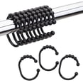 thumbnail image 1 of Shower Curtain Hooks, Black Plastic Shower Curtain Rings Hooks, 12 PCS Shower Rings for Bathroom Shower Rod Shower Hooks for Curtain C-Shaped Curtain Rings, 1 of 7