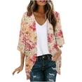 thumbnail image 2 of Jjayotai Kimonos for Women, Boho Floral Print Lightweight Cardigans, 3/4 Sleeve Open Front Summer Beach Cover Ups Top, Womens Lightweight Cardigan Multicolor^10 L, 2 of 5