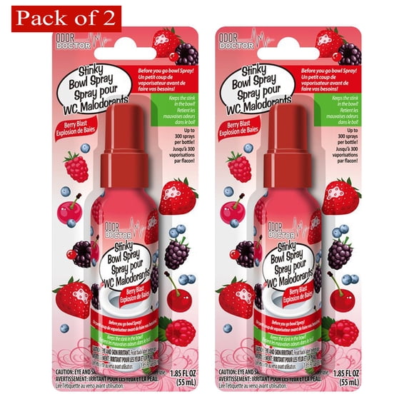 Odor Doctor Stinky Bowl Spray, Berry Blast, Compact Size 1.8 oz (Pack of 2)