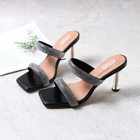 

eczipvz Women Shoes Sandals for Women Bohemian Flat Rhinestone Comfortable Beaded Open Toe Elastic Back Summer Jewel Strappy Sandals