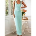 thumbnail image 3 of Yunliwuli Women Long Bodycon Dress Patchwork Sleeveless Cami Dress Summer Backless Slit Party Dress, 3 of 10
