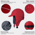 thumbnail image 3 of Trapper Hat, Winter Hat with Ear Flaps, Water Repellent, Reflective Baseball Cap, 3 of 5