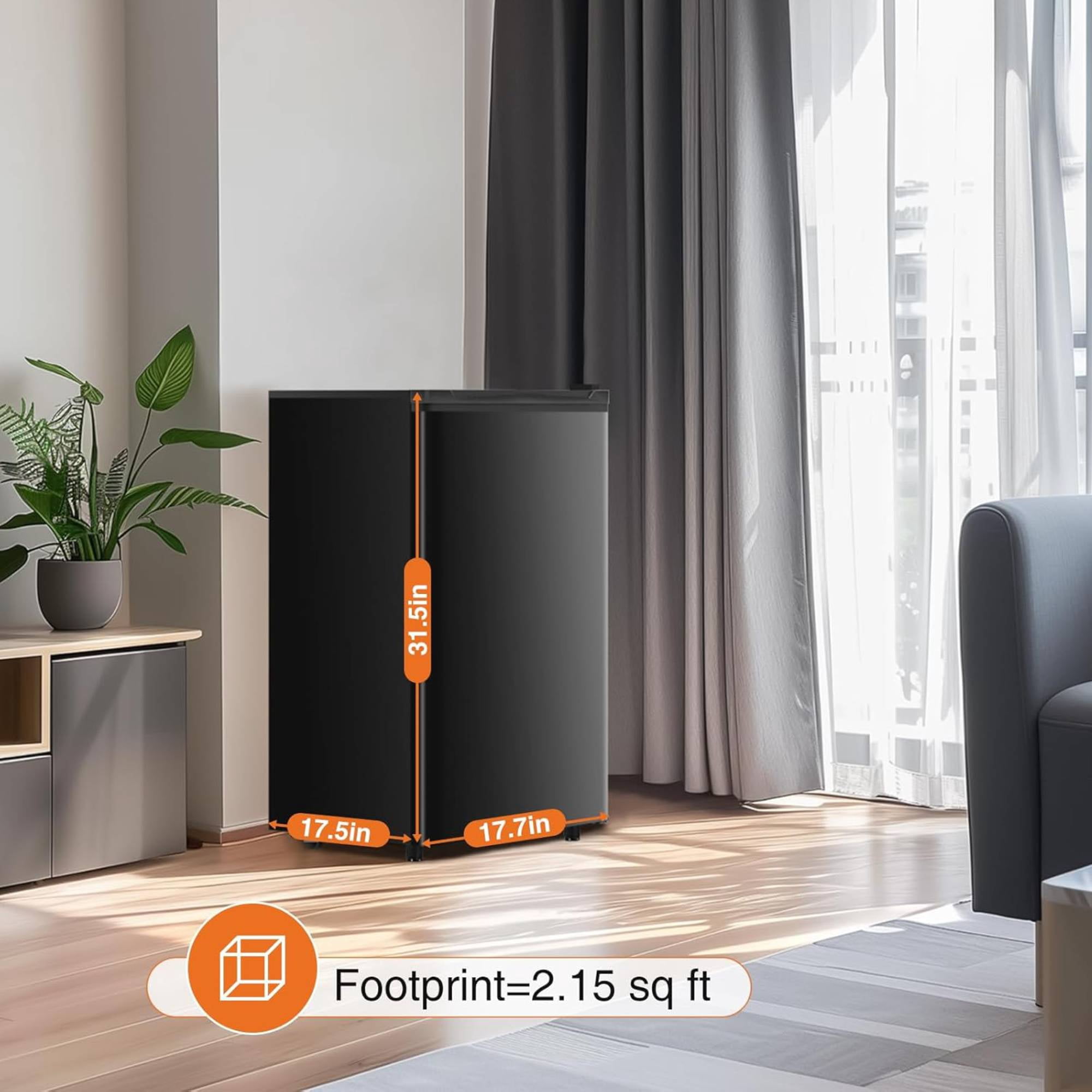 3.2 Cu.Ft Mini Fridge with Freezer Single Door Small Refrigerator with Adjustable Thermostat for Apartment,Dorm, Office, Black
