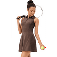 thumbnail image 3 of Golf Dress for Women Tennis Dresses with Shorts Pockets Sleeveless Sport Active Workout Athletic Dress Dark Brown L, 3 of 7