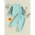 thumbnail image 3 of Baby Boys Pants Set, Contrast Color Long Sleeve Crew Neck Sweatshirt with Elastic Waist Sweatpants, 3 of 8