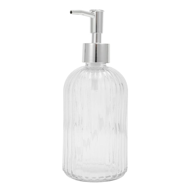 Dispensador de Jabón Vertical de Rayas Conveniente 1 Pc 13.53oz Transparente Plateado