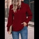 thumbnail image 4 of Suéter Tipo Túnica de Cuello Alto para Mujer, de Larga, de Punto Acanalado, Cómodo, Holgado, Informal, para Otoño Vino Tinto L, 4 of 7