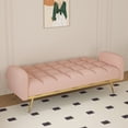 thumbnail image 3 of Unbranded 68.5-inch teddy velvet sofa bed with throw pillows Pink, 3 of 5