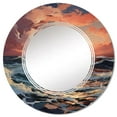 thumbnail image 2 of Designart "Orange Blue Coastal Waves I" Nautical & Beach Round Wall Mirror - Coastal Oval Printed Decorative Oversized Mirror - Multiple Color Options, 2 of 4