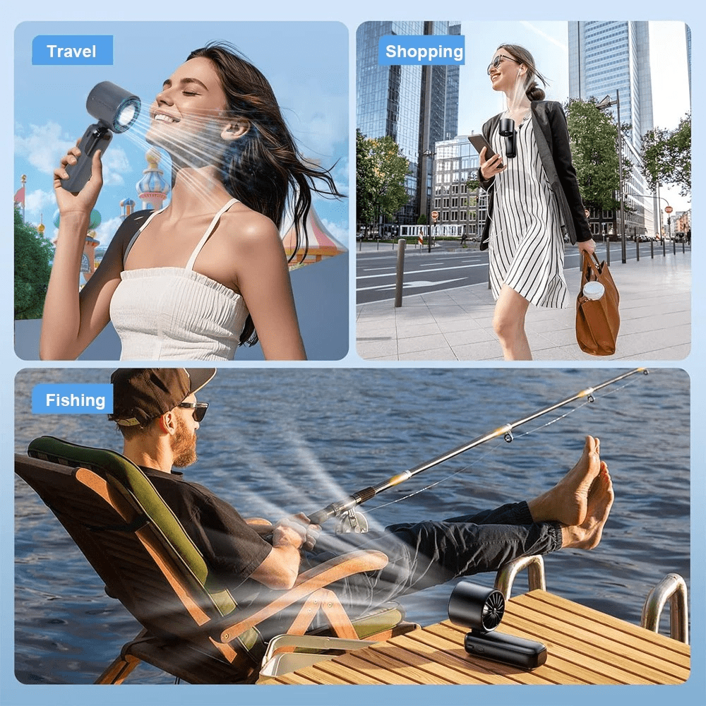 Semiconductor Cooling Handheld Turbo Fan, 5 Blades 33ft/s Wind, 1-100 Stepless Speed, LED Digital Display 90° Foldable Portable Mini Fan with Lanyard for Travel Desk Neck