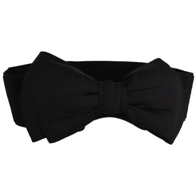 Minnieouse Cinturón de pajarita portátil para mujer, cinturón elástico a la moda para fiestas y banquetes, banda de cintura ajustable de cuero PU de Cinturones Negro Minnieouse PS9259-03