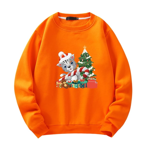 Suéter de otoño e invierno con estampado de gato de Navidad para hombres y mujeres Suéter suelto Top Pompotops oipoqjl18215