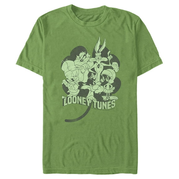 Men's Looney Tunes St. Patrick's Day Four-Leaf Clover Group  Graphic Tee Kelly Heather Medium