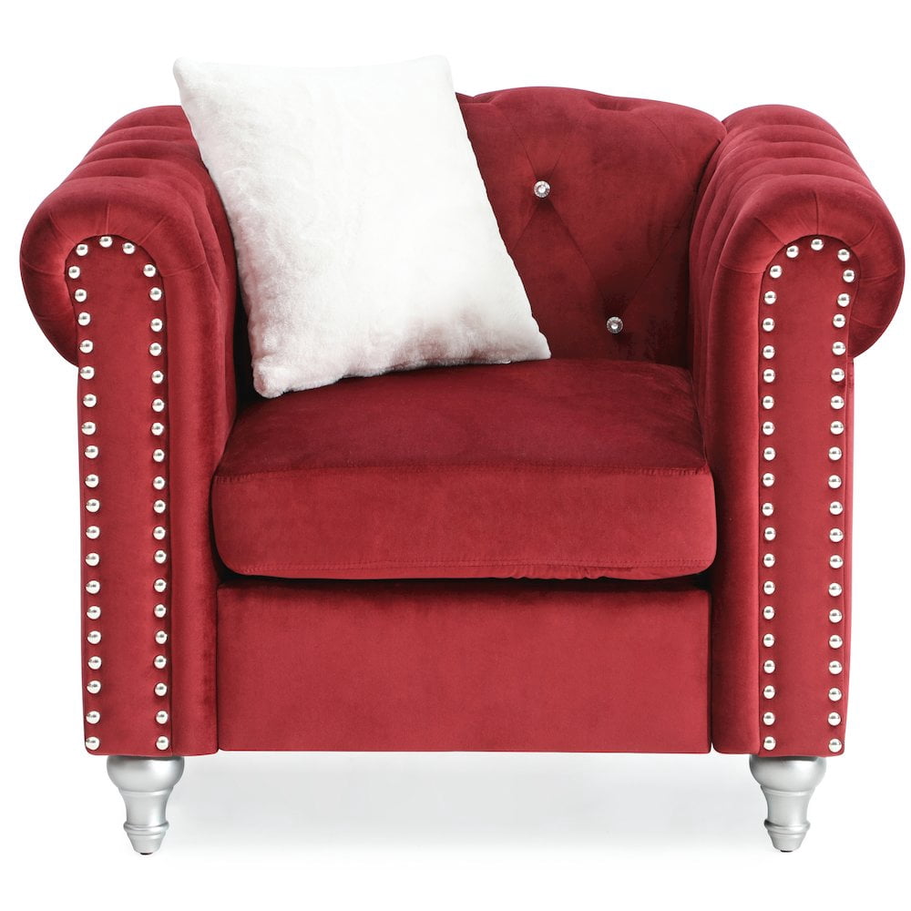 Glory Furniture Raisa Accent Chair in Burgundy Color