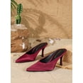 thumbnail image 3 of On feet& in love Pointed Toe Satin Slip-On Stiletto Heel Mule Pumps for Women, 3 of 6