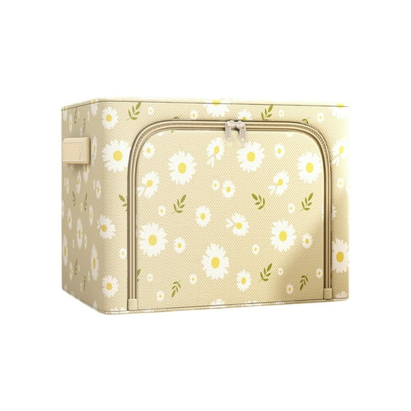 SLYNSHome Sac de Rangement Grande Capacité Organisateur Pliable avec Fermeture Éclair Bidirectionnelle pour Vêtements Jouets Couettes Dortoir Déménagement - Beige