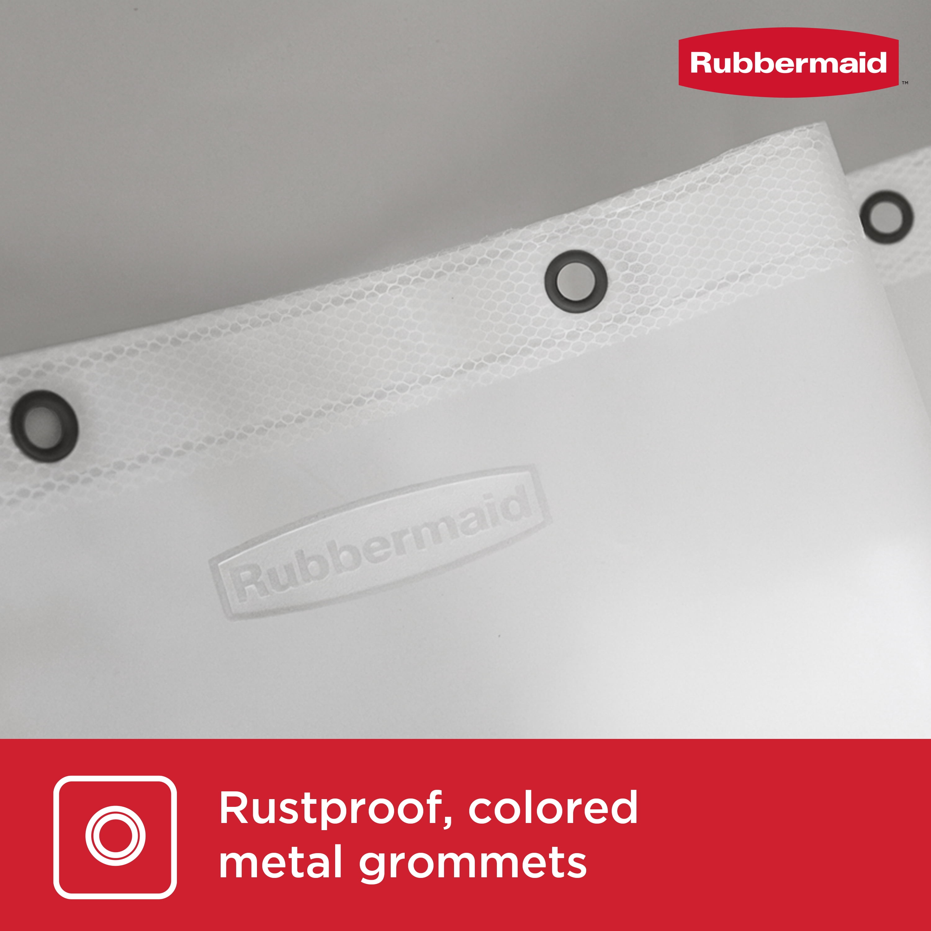 Rubbermaid Frosty Heavyweight PEVA Shower Curtain Liner with Storage Pockets, Waterproof, BPA-Free, 70" x 72"