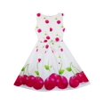 thumbnail image 3 of Girls Dress Red Apple Green Leave Print Satin Bow Tie 6, 3 of 4