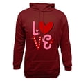 thumbnail image 4 of Yiliang Men's Valentine's Day Printed Casual Hooded Long Sleeved Sweatshirt,Wine,2XL, 4 of 4
