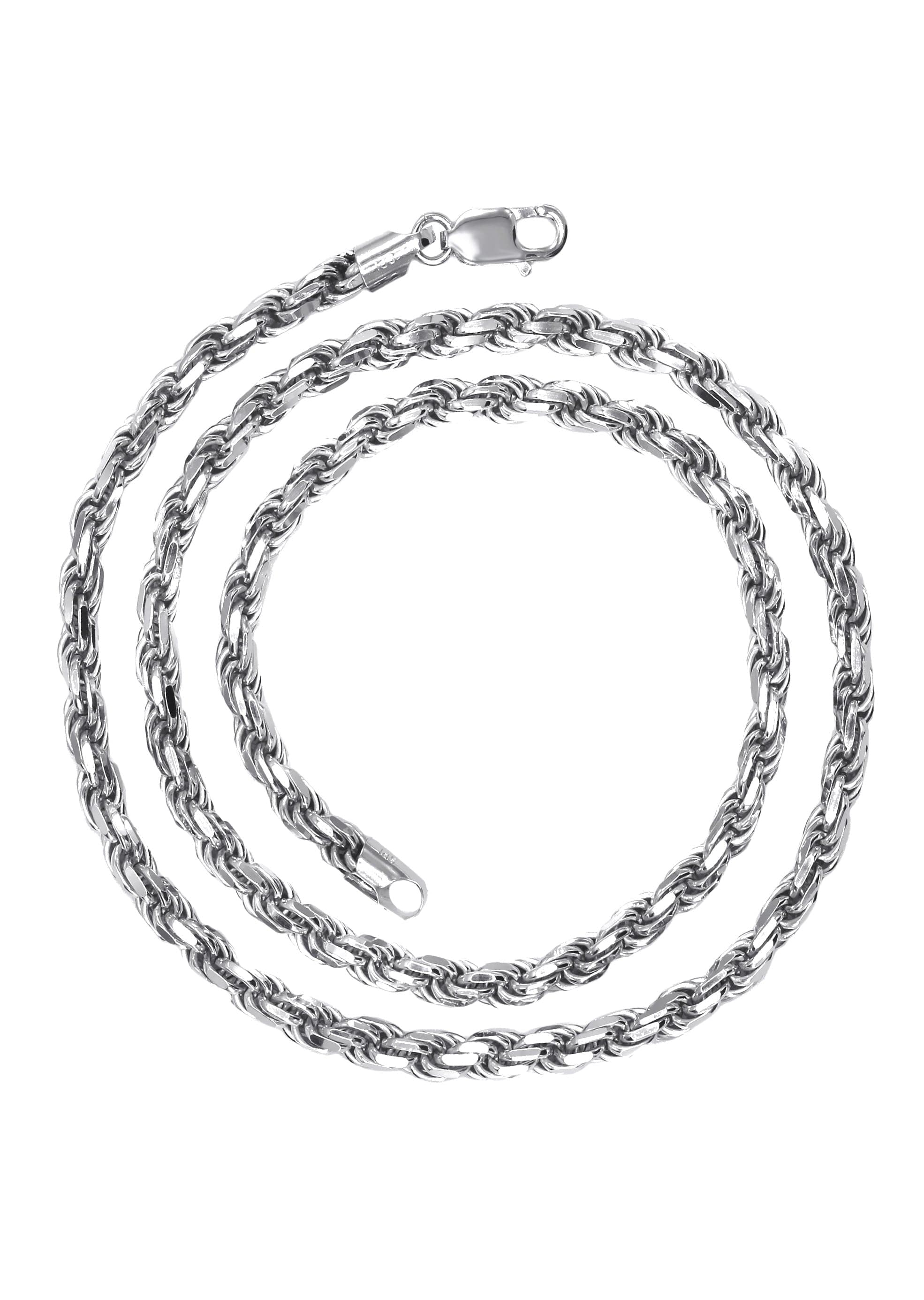 Mens White Gold Chain - Solid White Rope Chain - Silver / 10K / 14K