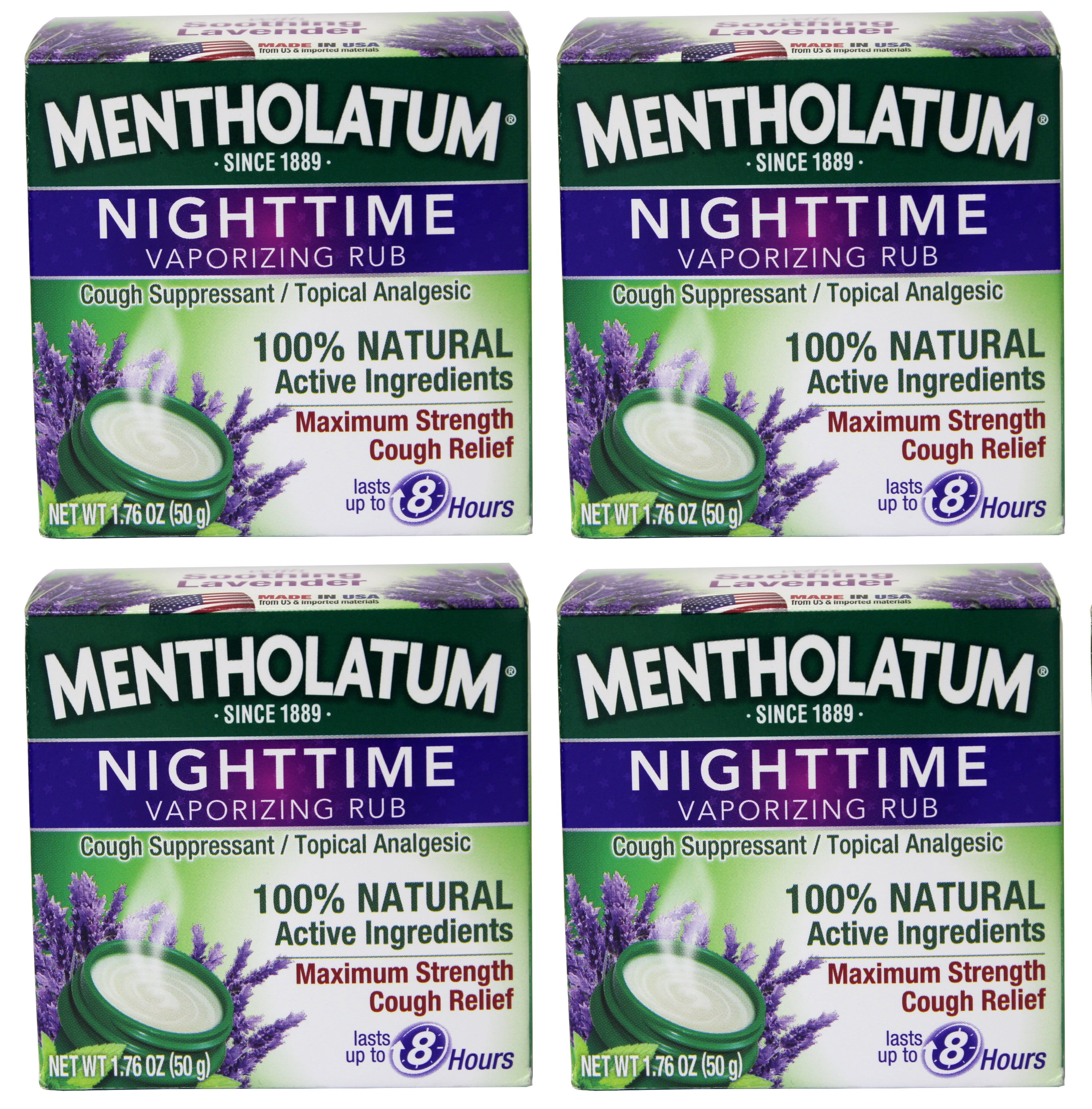 Mentholatum Nighttime Vaporizing Rub Maximum Strength Cough Relief, 1.76 oz (Pack of 4)