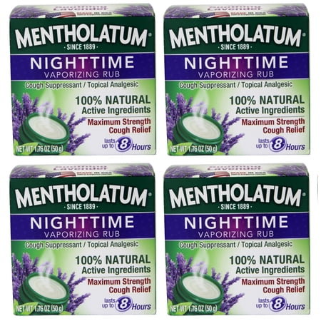 Mentholatum Nighttime Vaporizing Rub Maximum Strength Cough Relief, 1.76 oz (Pack of 4)