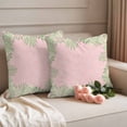 thumbnail image 2 of Pink Leaves Outdoor Waterproof Pillow Covers, Green Summer Botanical Pastoral Decorative Square Throw Pillowcase Sofa Cushion Sham for Patio/Couch/Chair, 16"x16" 2 Pack, 2 of 8
