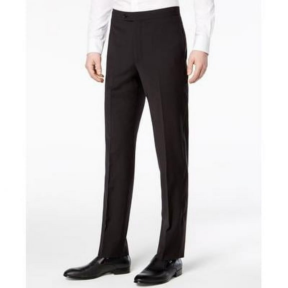 Calvin Klein Mens Slim fit Dress Pants 38 / 34 Black Solid Stretch