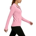 thumbnail image 5 of Qgtaibl Women UPF 50+ Hooded Sun Protection Shirts Quarter Zip Raglan Long Sleeve Rash Guard Zipper Pockets Thumb Holes Lightweight Athletic Tops Pink XL, 5 of 7
